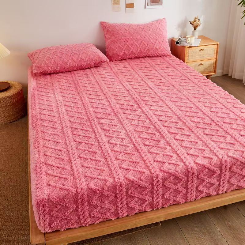 

Суцільна фланелева плюшева постільна білизна простирадло на гумці, оксамитово-м який важкий нековзкий захисний чохол для матраца ліжка 160x200x30cm