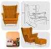 Fotel uszak z podnóżkiem skandynawski welur Hunter Family Meble musztardowy