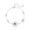 Adjustable Floral Bracelet Women With Natural Crystal Beads Sterling Delicate Handmade Jewelry