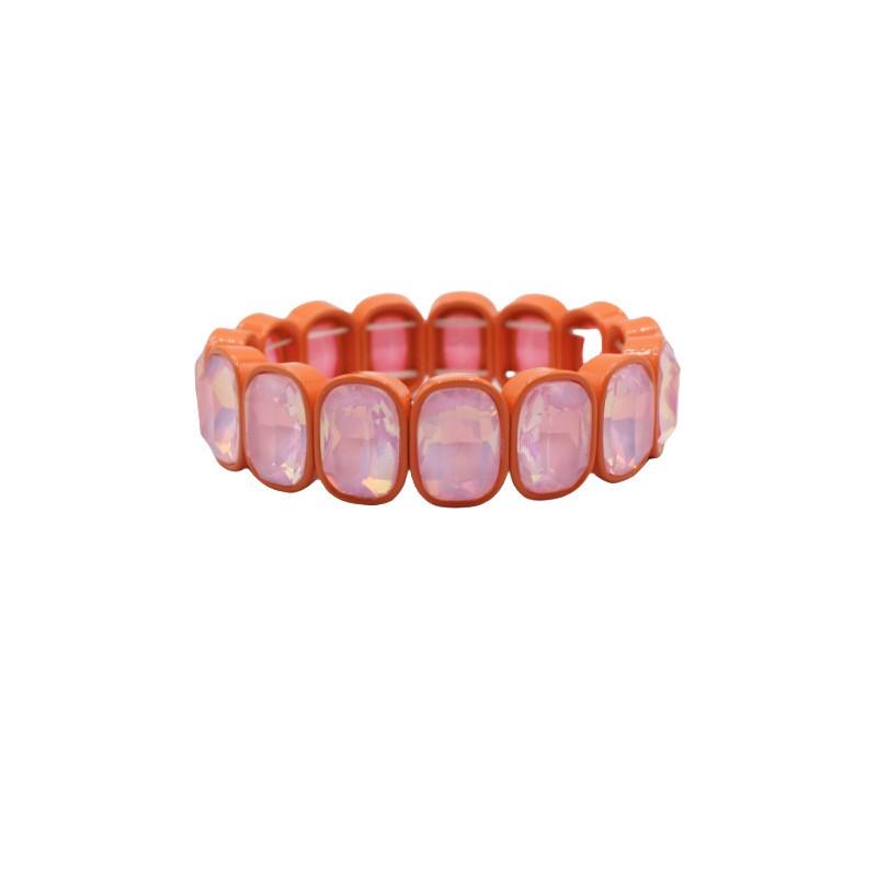 Elegant Geometric Enamel Bracelet With Crystal Accents Women Alloy Fashion Jewelry Size 1