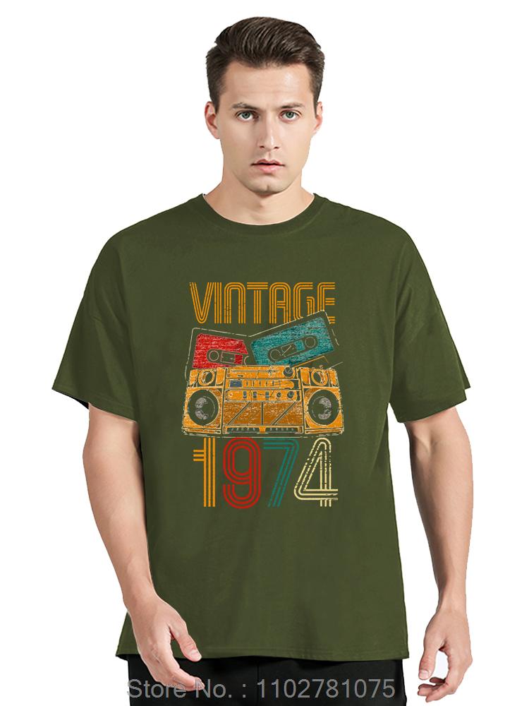 Born In Vintage 1974 Oversized T-shirt Limited Edition Cassette Men Clothing Vintage Cotton Tshirt Funny Tees Fitness T Shirt