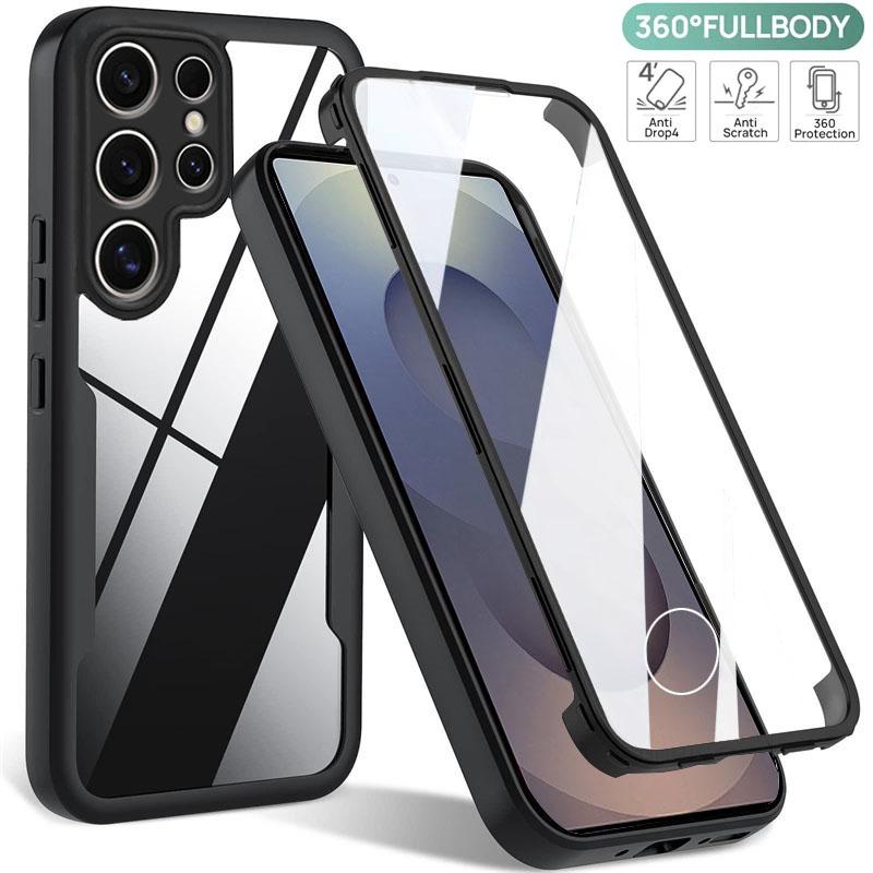 360 Plná Ochrana Kryt pro Samsung Galaxy S25 Ultra S24 S23 Plus A54 A35 A25 A16 A55 A26 A36 A56 Nárazuvzdorné Průhledné Kryty