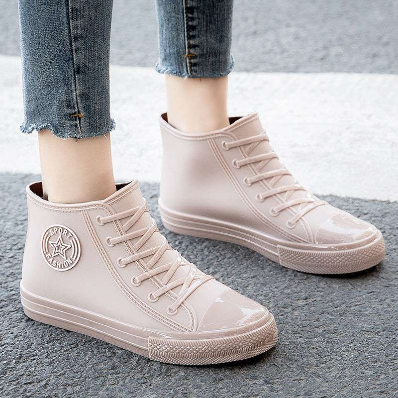 Jelly transparent non-slip fashion waterproof shoes rain shoes rain boots rubber shoes overshoes velvet cotton water boots women's short tube adult su