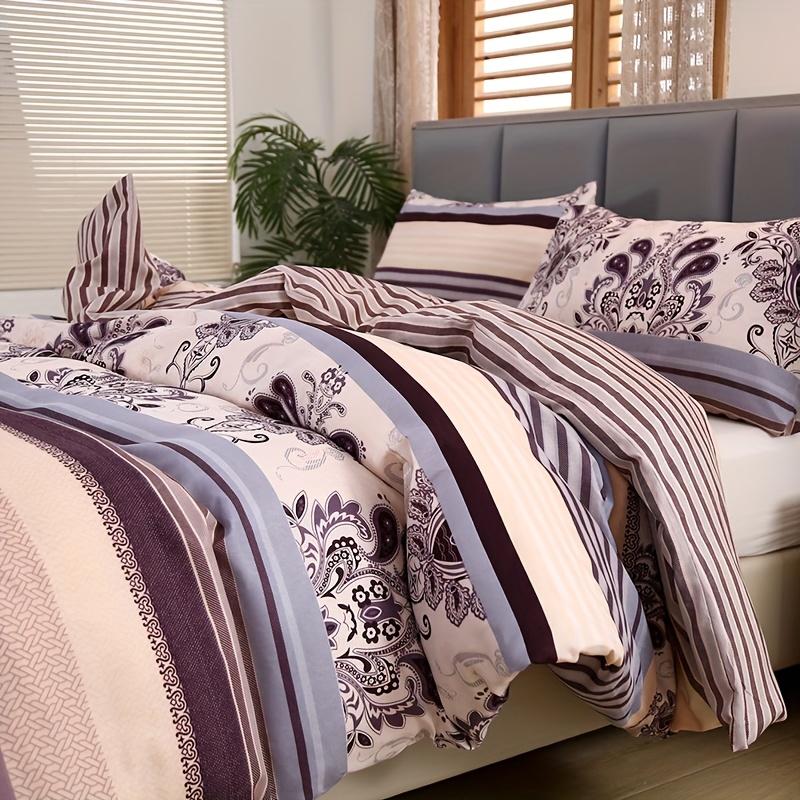 3pcs Polyester Printed Floral Soft Skin-Friendly Quilt Cover Three-Piece Set (One Quilt Cover Plus Two Pillowcases) Suitable