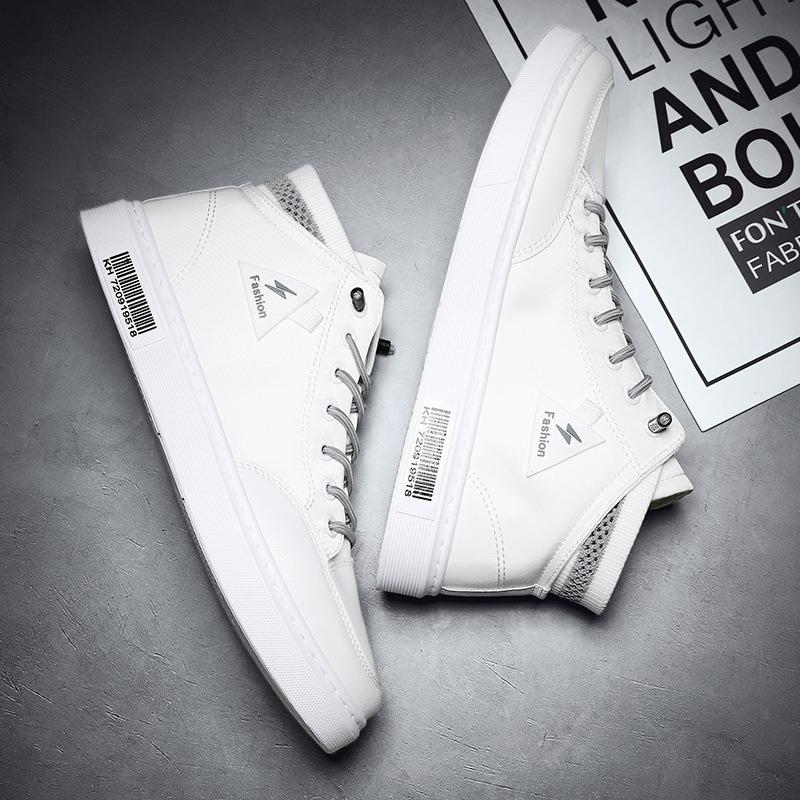 Herrenschuhe Herbst Neu High-Top Sneaker Studenten Lässig Atmungsaktiv Canvas Weiße Schuhe