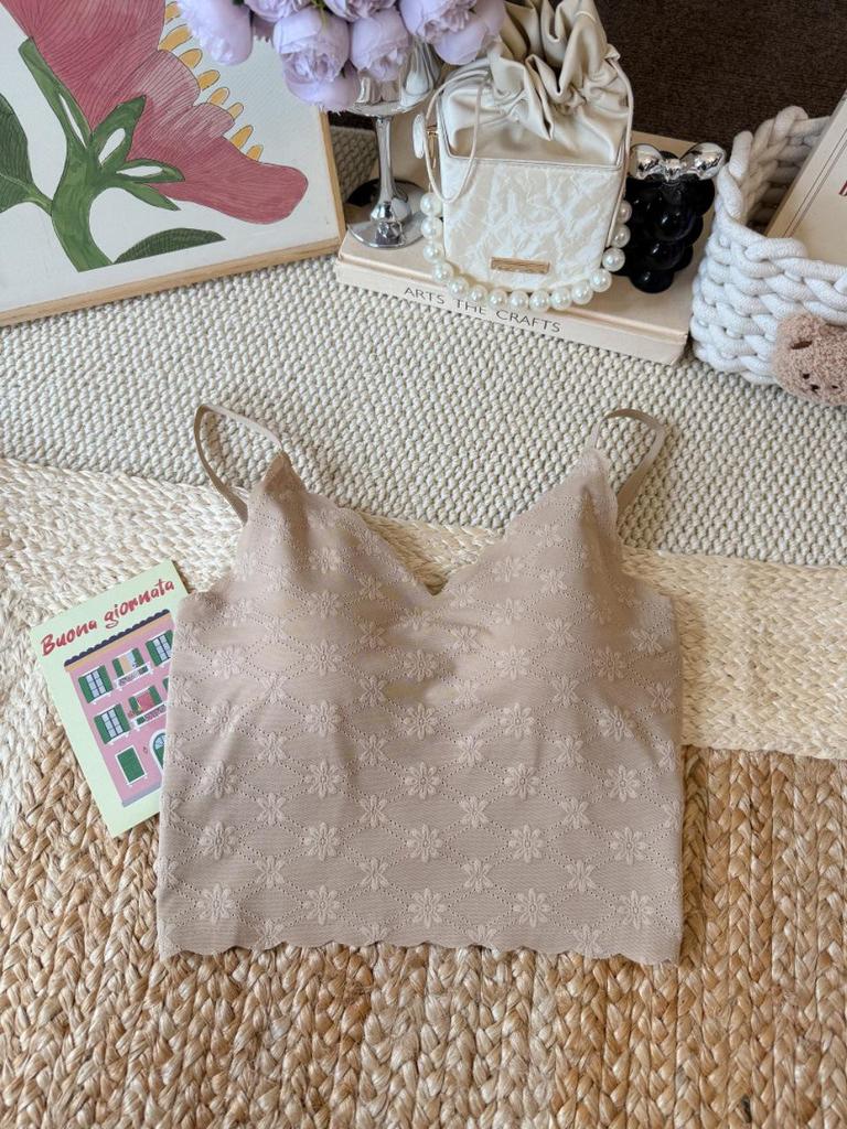 Seamless Lace Camisole with Fixed Cup and Beautiful Back Design
