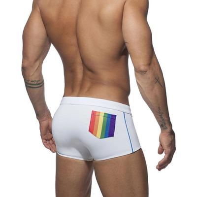 Men's European & American Rainbow Pocket Boxer Swim Trunks - Stylish Beach Vacation Shorts