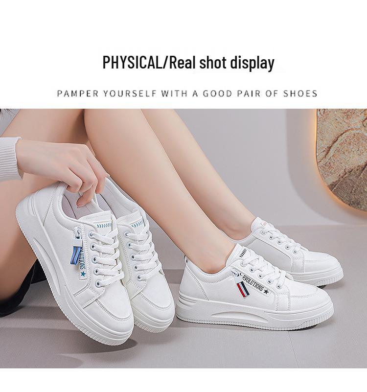 Damen Frühling 2025 Weiße College-Sneaker im koreanischen Stil mit dicken Sohlen - QR661