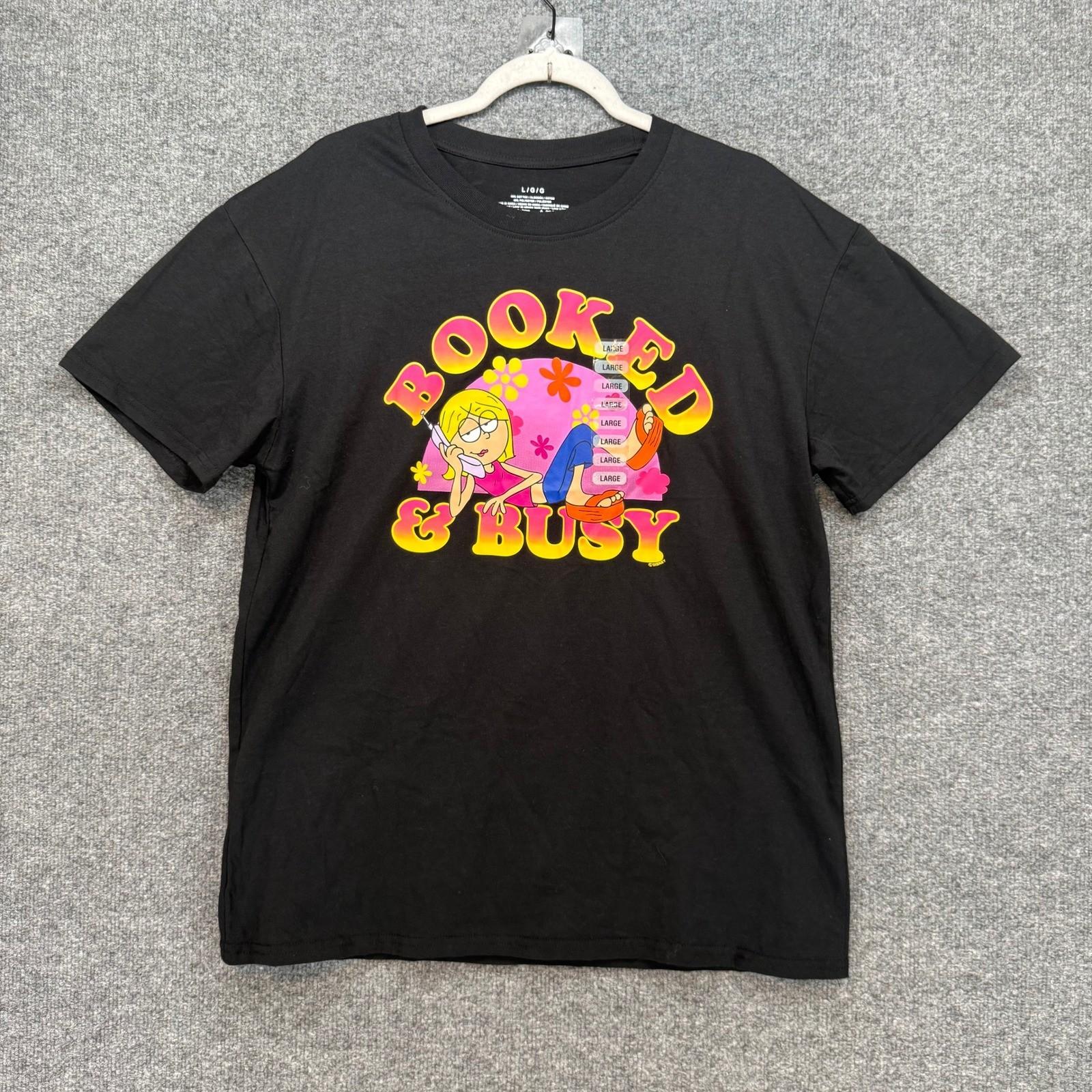 Lizzie McGuire Tshirt Womens Large Black Y2K Booked & Busy Graphic NEW Unisex T-Shirt L
