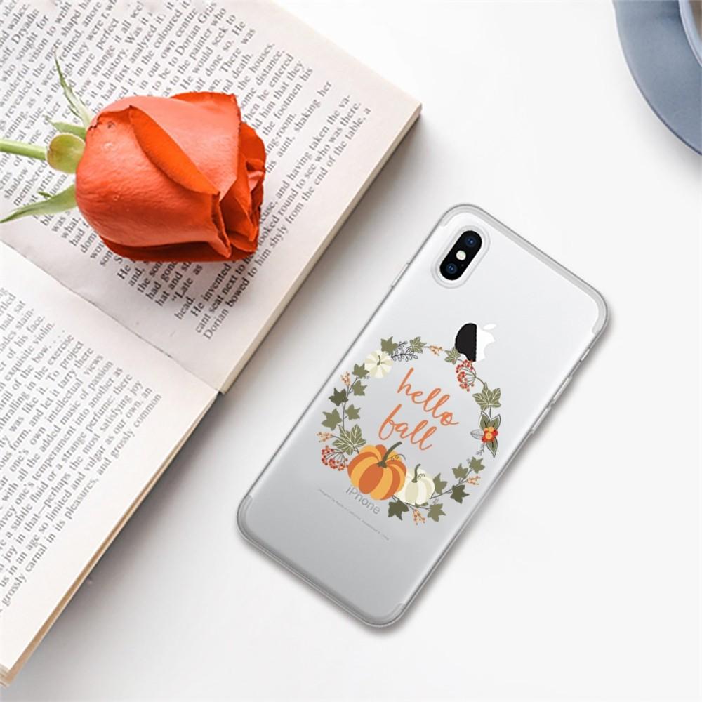 Autumn Pumpkin Leaf Phone Case For IPhone 11 12 13 14 Mini Pro Max XR X XS TPU Clear Case For 8 7 6 Plus SE 2020