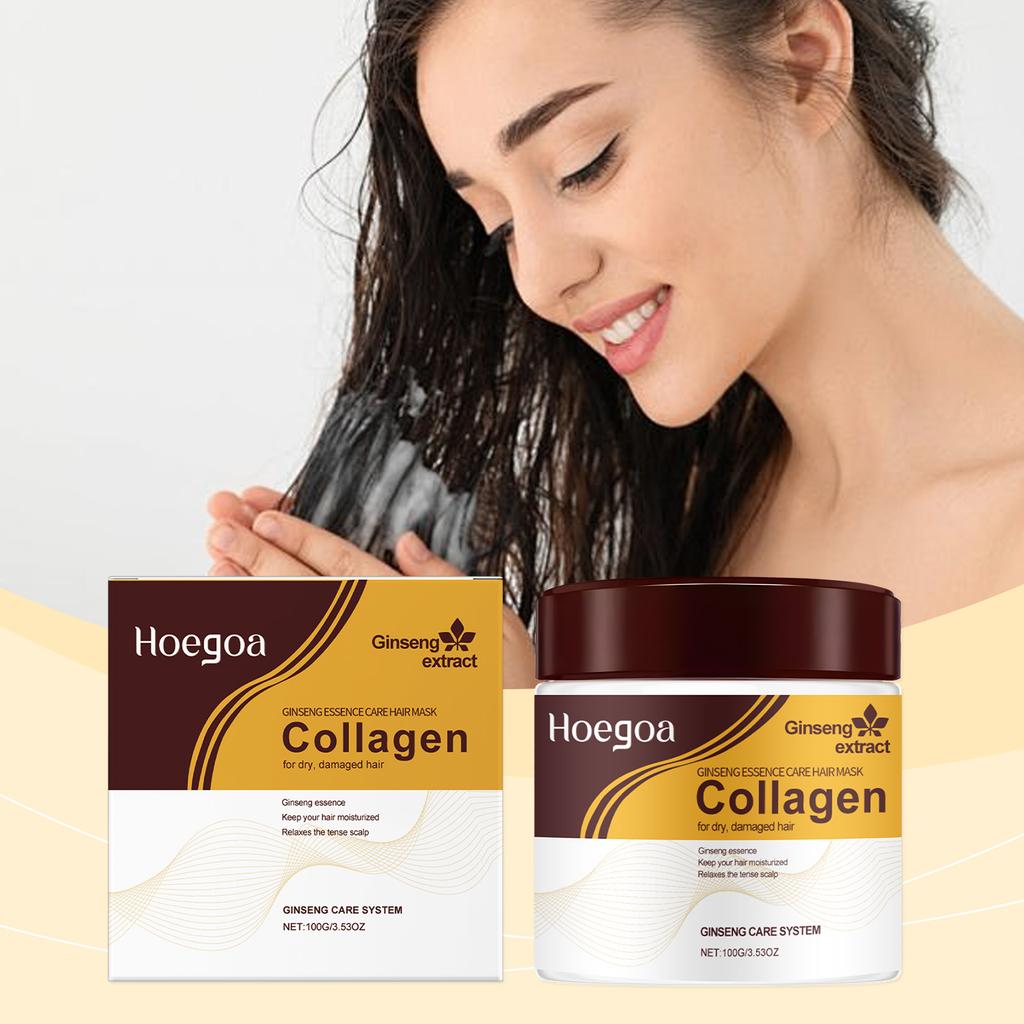 Hoegoa Argan Oil Hair Mask - Collagen Moisturizing Easy Absorption, Improving Frizzy Hair Texture