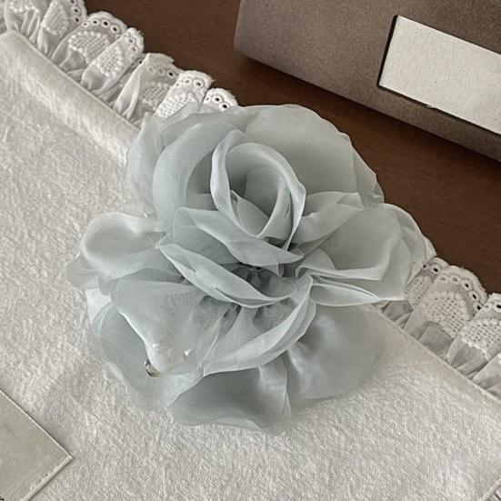 Hair Claw Mesh Yarn Texture 3D Flower Design Large Shark Hair Clip Versatile Daily Date Hair Accessory
