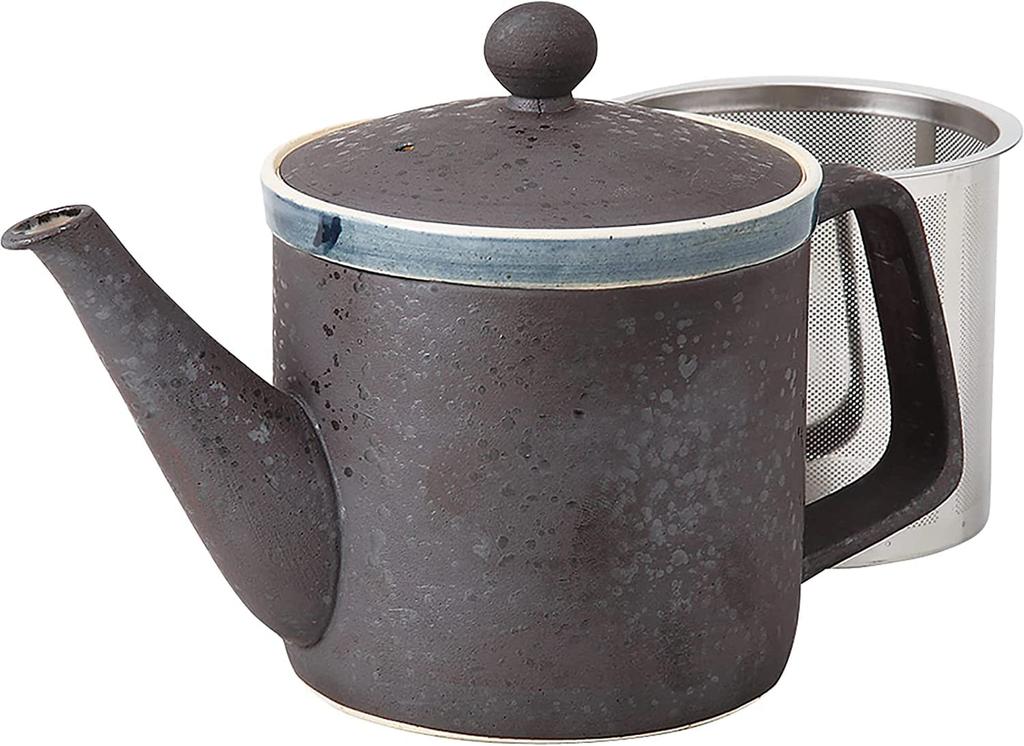 This Lightweight, Thin Black Porcelain Teapot, 8.5cm In Diameter and 350ml In Capacity, Includes a Super-stainless Steel Strainer with a Fine Mesh