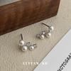 Cui Yan Jiejie S925 Sterling Silver Korean Style Faux Pearl Zirconia Stud Earrings for Women - Niche Commuting Big Dipper Accessories