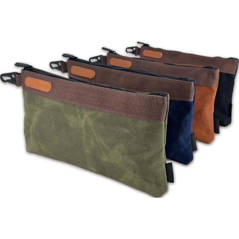 Spacious 12x1x8 Inch Waxed Canvas Tool Pouch with 30% Extra Capacity Secures Full Size Tools Heavy Duty Construction
