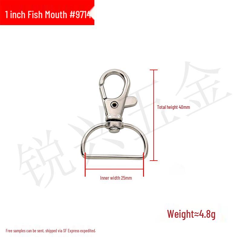 Zinc Alloy Fish Mouth Buckle for Dog Luggage, Shoulder Straps, Keychains, and Webbing.