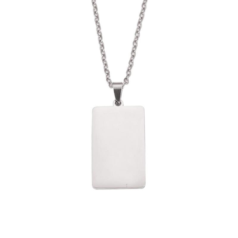 10Pcs/Lot Mirror Polished Stainless Steel Namebar Pendant Necklaces 304 Cable Chain for DIY Custom Logo Jewelry