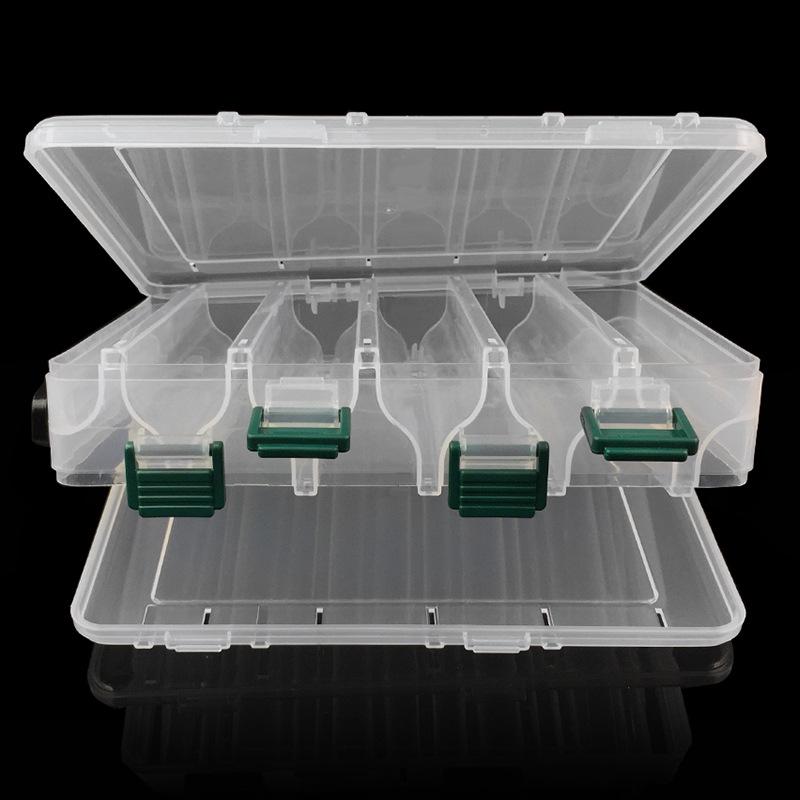 Portable Double Sided Plastic Lure Box 10 Compartments High Capacity Fishing Lures Boxes Fishing Tackle Container
