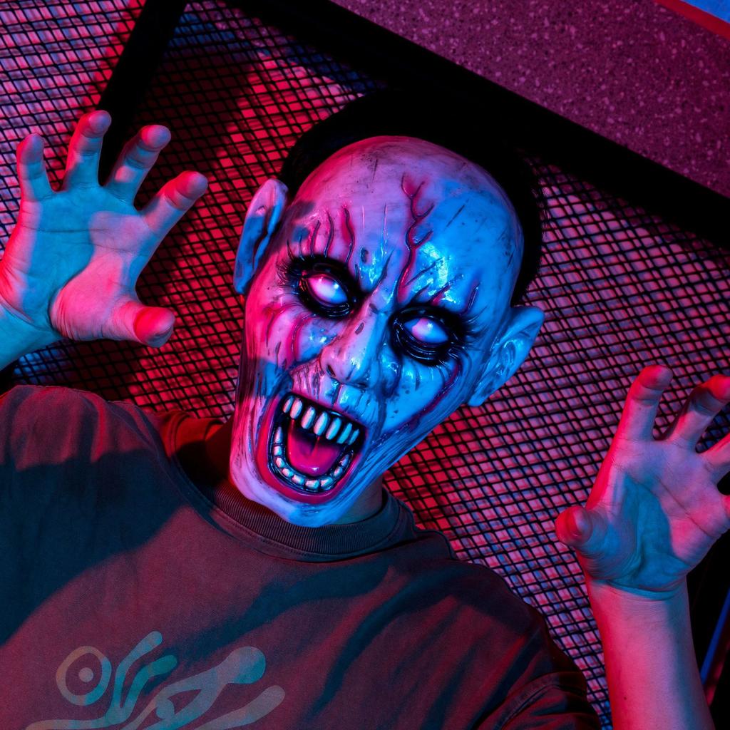 Halloweenowe Hełmy Zombie Lateksowe Krwawe Hełmy Zombie Dekoracja na Całą Głowę Straszna Impreza Cosplay Maska Horroru Akcesoria do Kostiumu