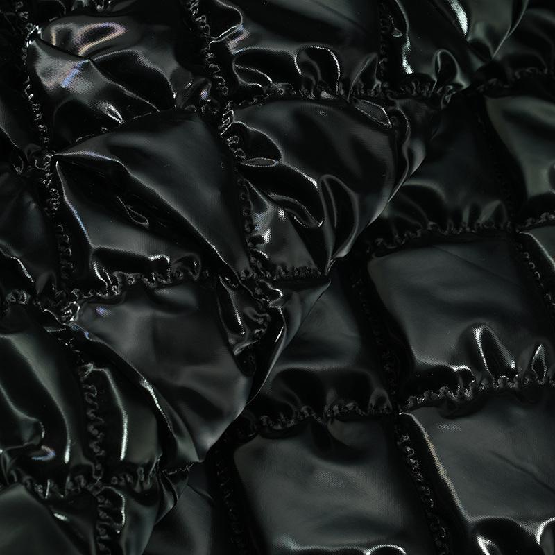 Matte PU Leather Quilting Ultrasonic Embossing Fabric, Quilted Cotton Composite Fabric for Clothing Luggage, 137cm Width