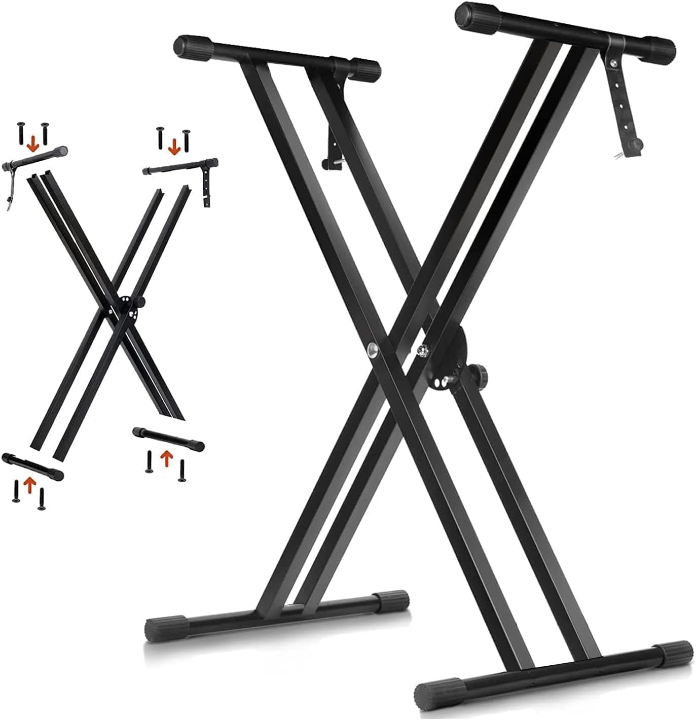 

KAKETE X-Shaped Keyboard Stand, Electronic Piano Stand with 6 Height Adjustments from 46 to 96cm, Double Frame X-Shaped Folding Stand for