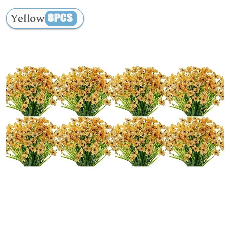 2-16PCS Artificial Flowers UV Resistant Faux Plastic Shrubs Plants Outdoor Garden Patio Porch Home Wedding Farmhouse Decorations