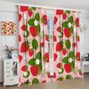 Fruit Window Curtains,Pink Cute Strawberry Green Leaves Flower Retro Art Print Window Drapes for Kids Girls Bedroom Living Room
