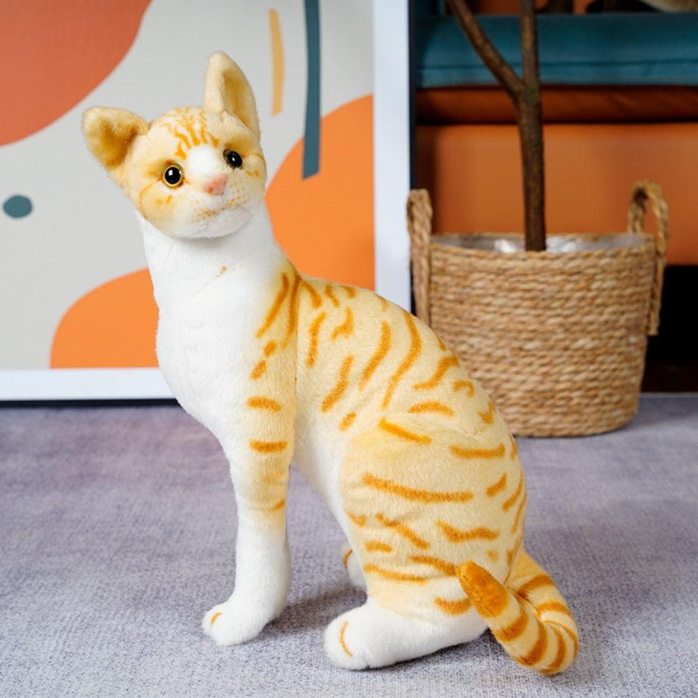 Tabby Cat Cute Animal Plush Doll Big Eyes Siamese Cat Pillow Lying Down Cat Plush Toy  Children