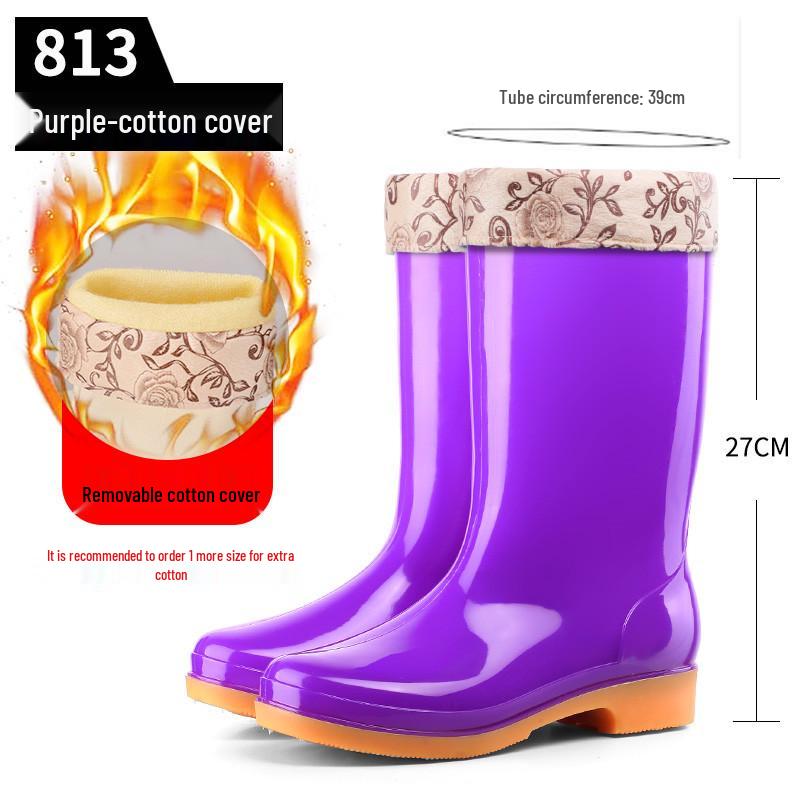 Simple Four Seasons Waterproof Women's High-Top Rain Boots and Shoes for Labor Protection and Cleaning
