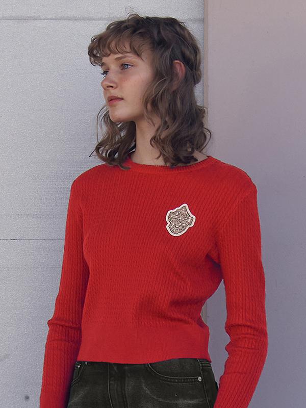 Kirsh Emblem Wappen Round Neck Knit [Red] 1