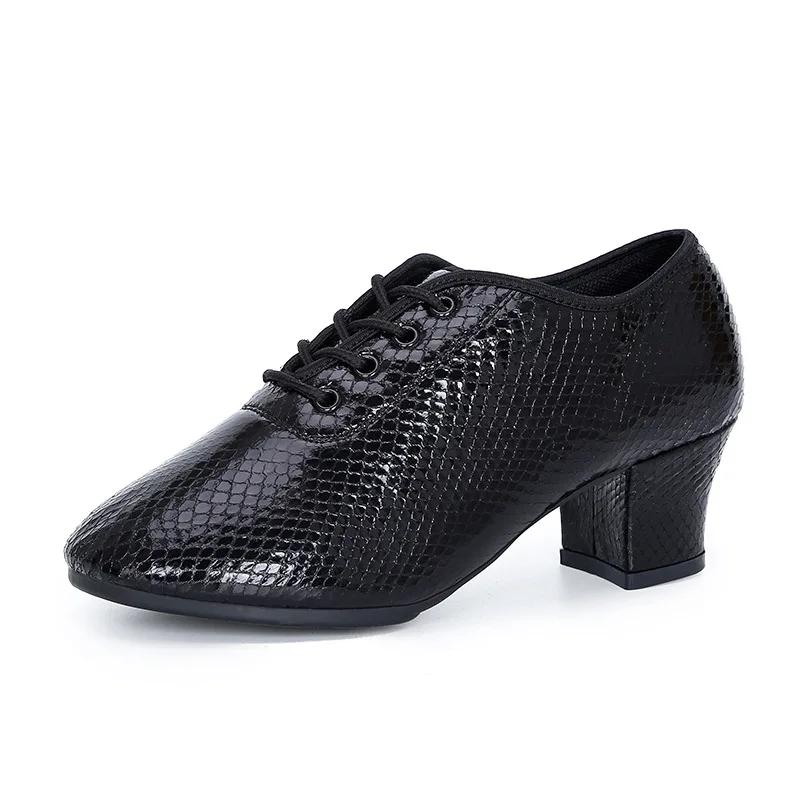 Latin Dance Women Snakeskin Leather Shoes Heels Soft Sole Modern Salsa Ballroom Dancing Shoe Woman Jazz Tango Shoes