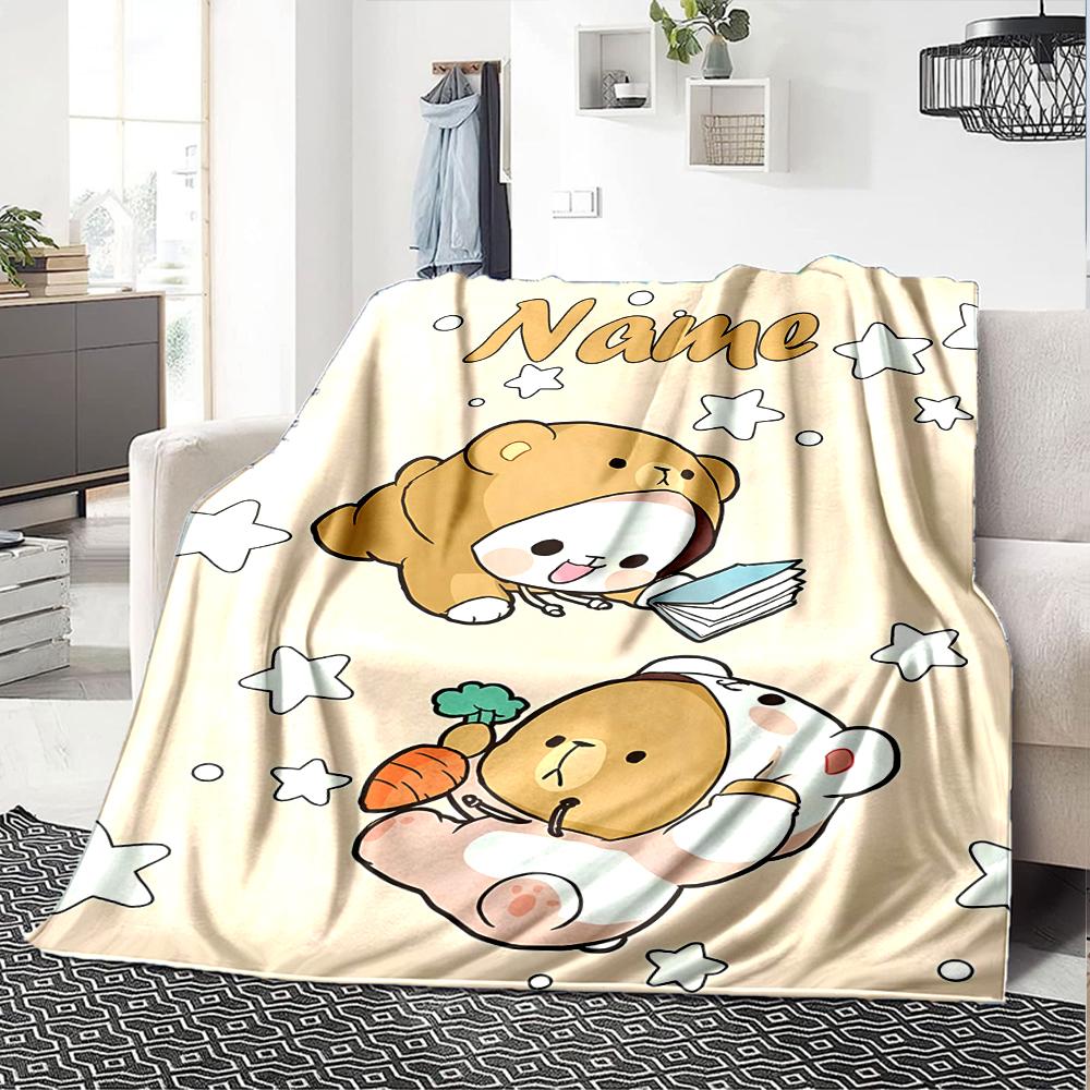 Customiz Name Personality Bubu Dudu Blanket Soft &Warm Sofa Office Bed Travel Lunch Break Blanket, Gift Suitable for All Seasons