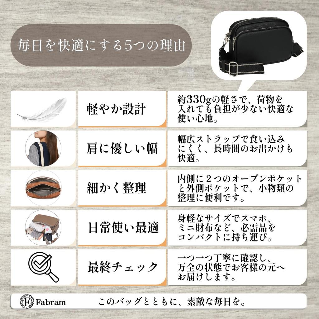 Fabram Women's Lightweight, Small, Adjustable Length Shoulder Bag (Off-White)