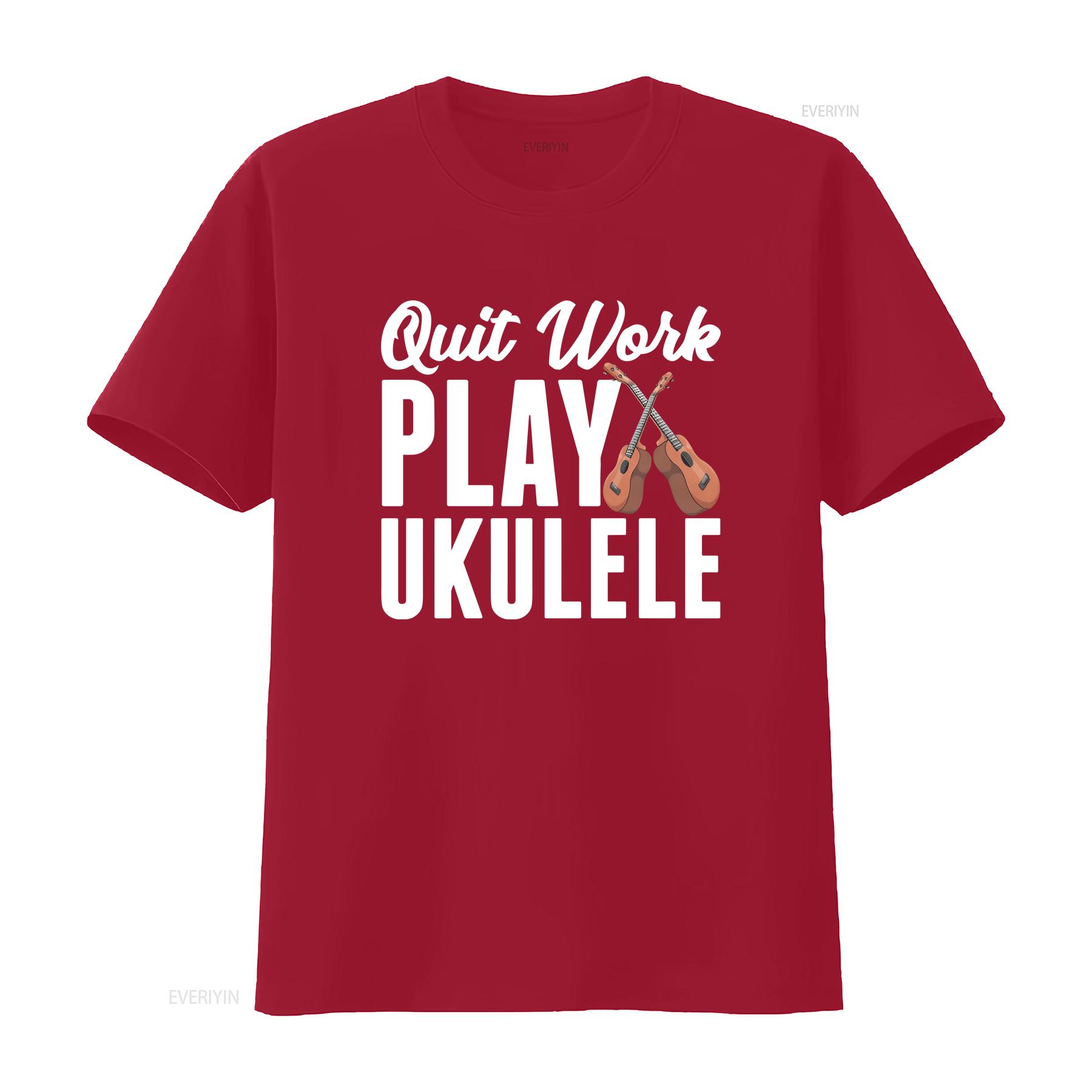 

Ukulele Lover T Shirt Funny Quit Work Play vintage Washed Breathable fashion designer clothes streetwear Comfortable Slightly S