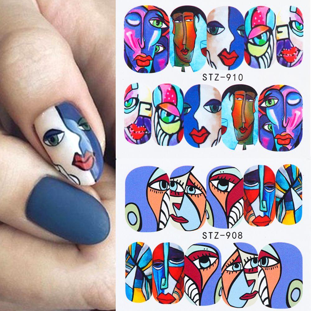 

1/16 шт. красочные украшения для дизайна ногтей 3D крутые наклейки для ногтей для девочек абстрактные наклейки для переноски воды на лицо