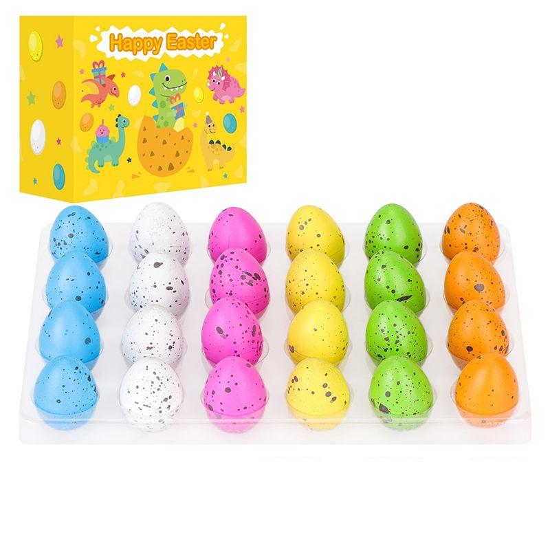 

AEE4-Prefilled Easter Eggs With Dinosaur Inside, 24 PCS Easter Basket Stuffers Fillers For Easter Egg Hunt, Toddler