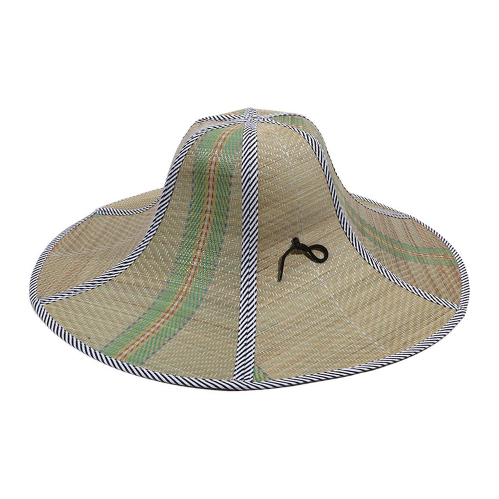 Foldable Straw Hat Fishing Sun Cap Men Women Hiking Travel Camping Sun Hats Drawstring Wide Brim Rattan Hat