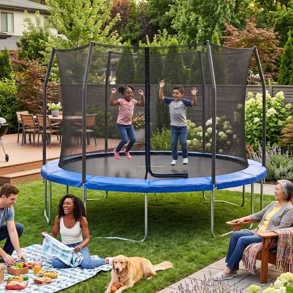 Trampoline Safety Pad Mat 12FT PVC Water Proof Trampoline Padding Spring Cover Round Frame Pad for Replacement Blue