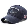 Berretto da Baseball Unisex Lavato Lettera Ricamata 3D Cappello Squalo Bandiera Americana Berretto Visiera Anatra Regolabile Retrò Streetwear