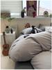 Skin-Friendly Washed Cotton Minimalist Bedding Set - Solid Color, 4 Pieces, Perfect for Dorms