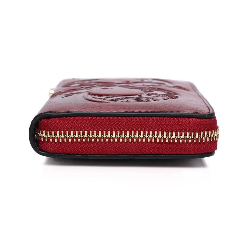 Vintage Genuine Leather Woman Wallet Floral Real Cow Leather Purse Ladies First Layer Cowhide Clutch Bag