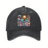 Vibrant Floral Sun Rainbow Baseball Cap Unisex Casual Denim Wash Outdoor Adjustable Adult Dad Hat
