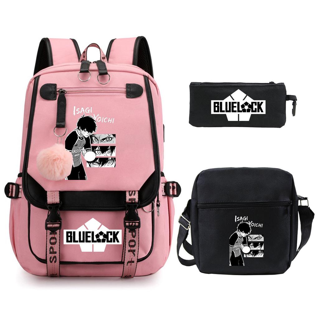 Trend Campus Primary And Secondary School Students Schoolbag Blue Prison Periphery Animation Backpack Pencil Bag