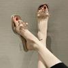 Crystal Flower Decoration with Versatile Mop Summer 2025 New Fairy Sandals Women's Slippers Outer Wear