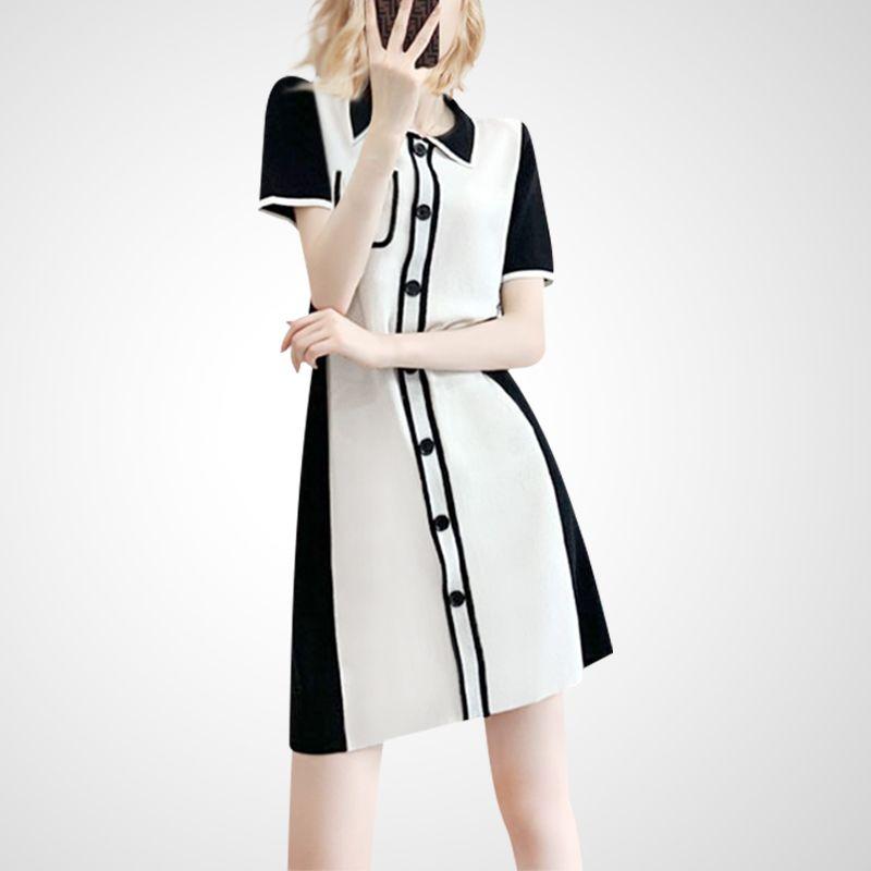 

Поло Шахматная Клетка Приталенное Шикарное Ретро Платье Colorblock S