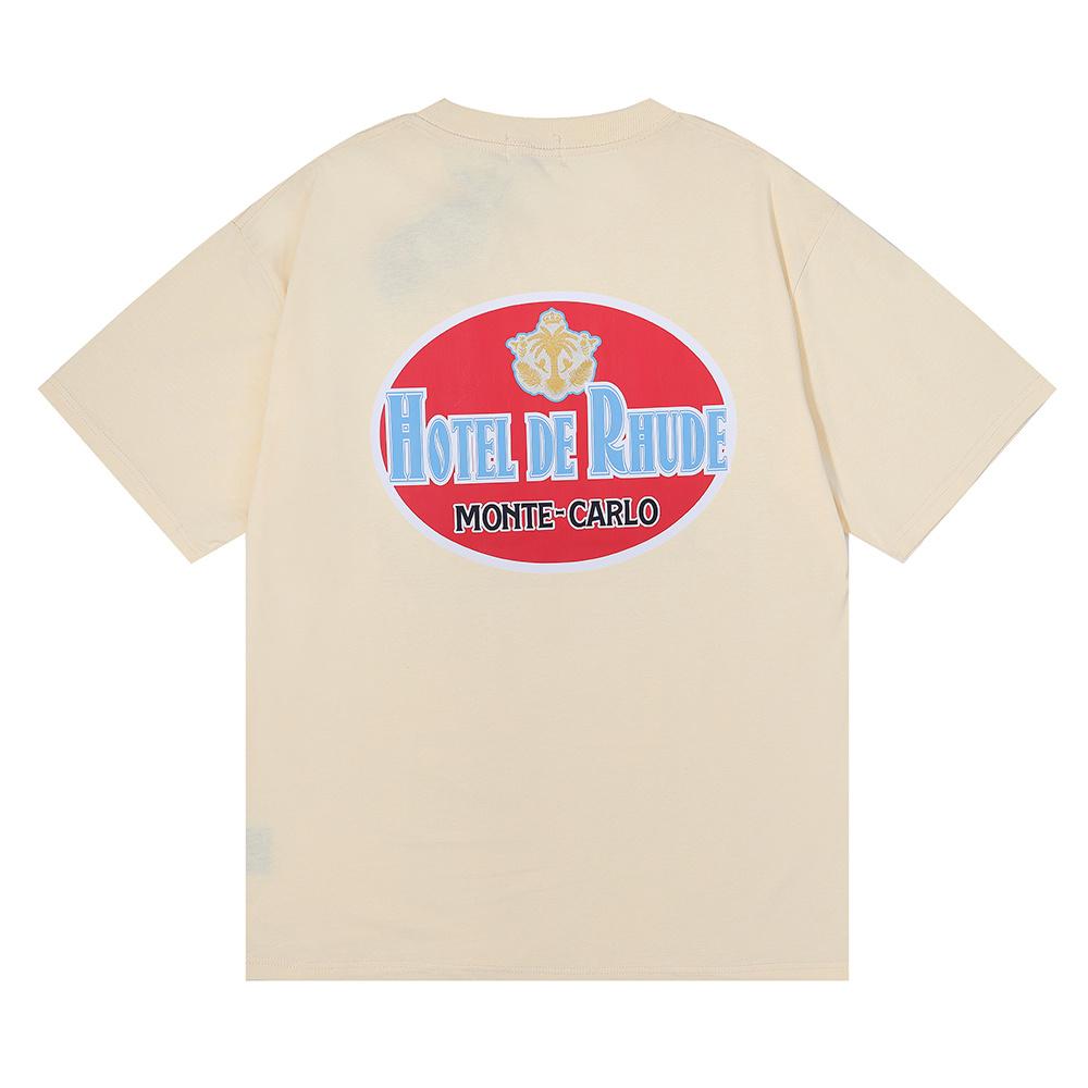 Summer Men Women Hotel De Rhude Monte-Carlo Tees Print Boxy Oversized Cotton Tee 100% Cotton T-shirt S