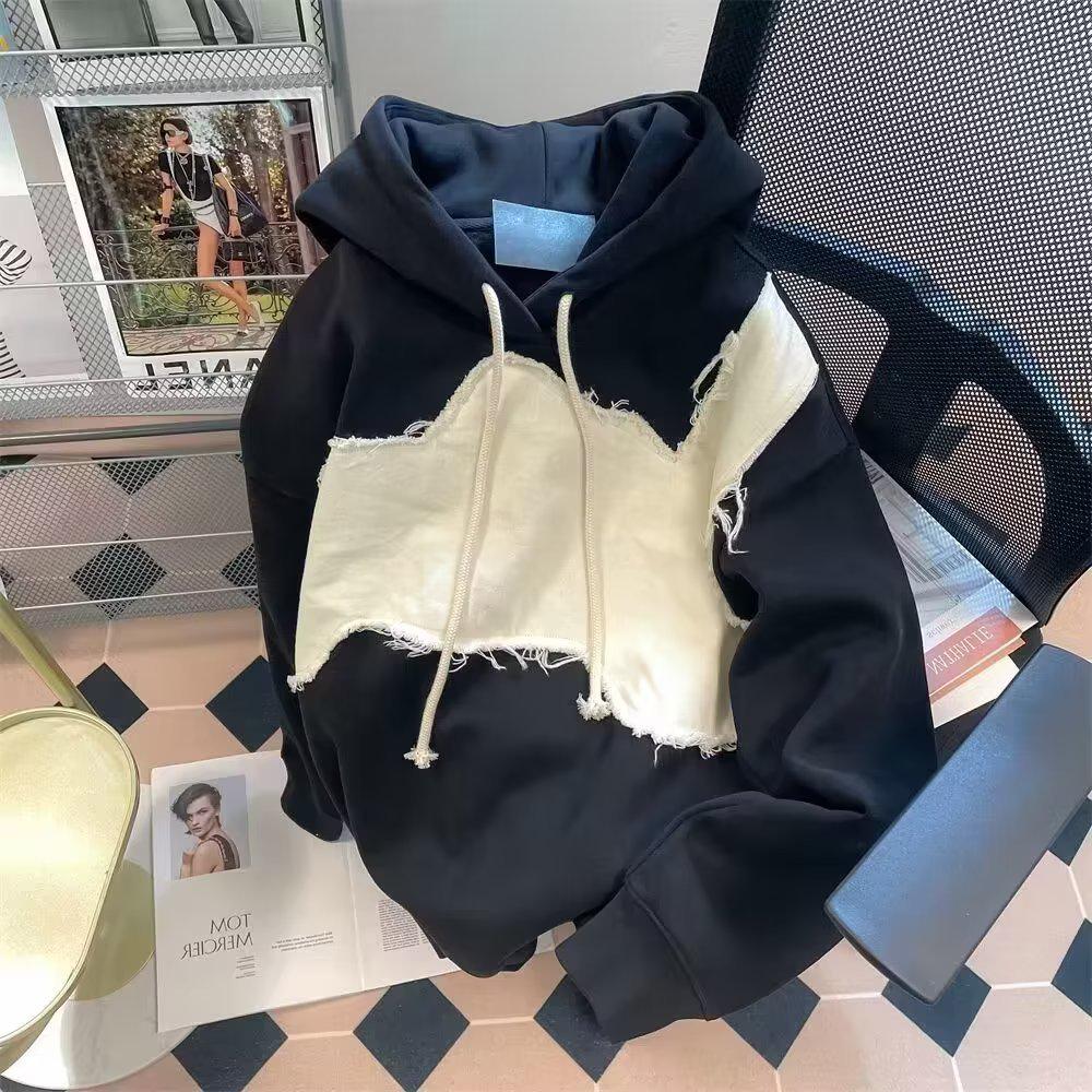 

Мужская модная американская ретро-лоскутная толстовка с капюшоном XXXL