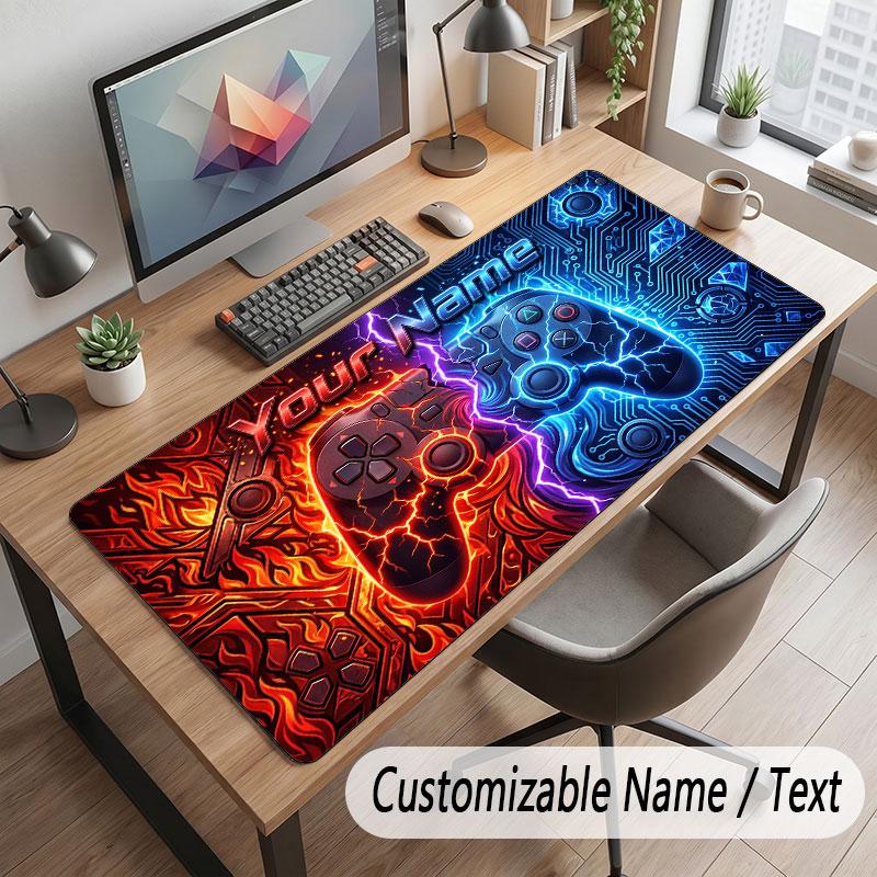 Game Controller Theme Customized Mouse Pad Personalized Print Name Text Desk Mat For Home Office Table Decor