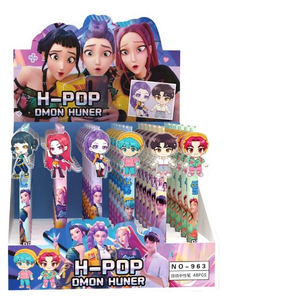 Kpop Demon Hunters Söta 0,5 mm Svarta Gelpennor Kawaii Kontorsmaterial Tecknad Anime-derivat Periferi Skol- och Kontorsmaterial Gåvor