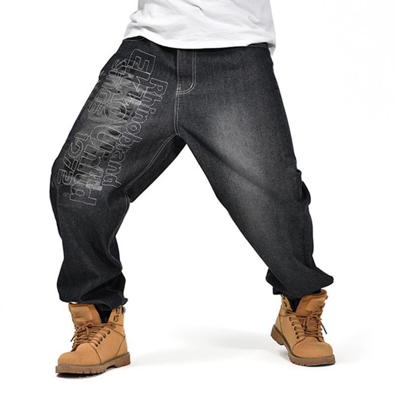 Man Loose Baggy Jeans Hip Hop Skateboard Denim Pants Street Dance Rap Trouses for Male